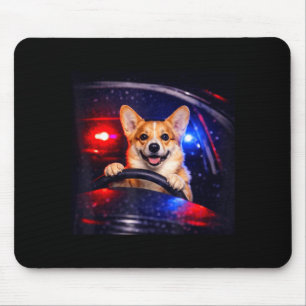 Lustiger Corgi-Fahr-Meme-Hund fährt Auto  Mousepad