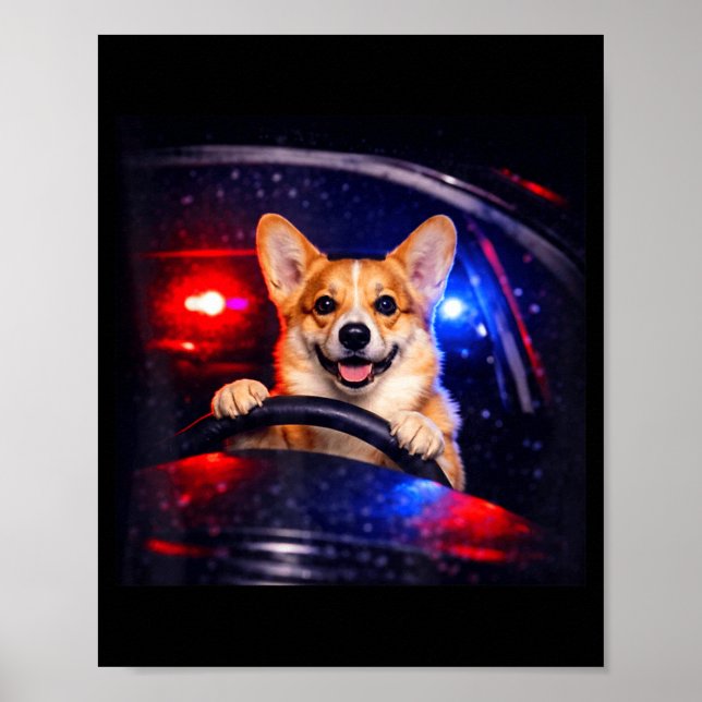 Lustiger Corgi-Fahr-Meme-Hund fährt Auto  Poster (Vorne)