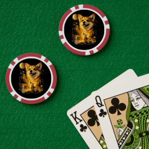 Lustiger Corgi heult den Mond an Pokerchips