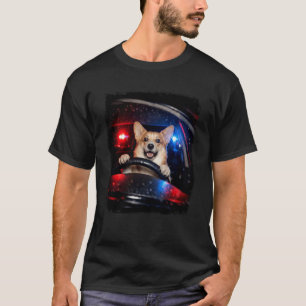 Lustiger Corgi Hund fährt Polizeiauto Beamter Cani T-Shirt