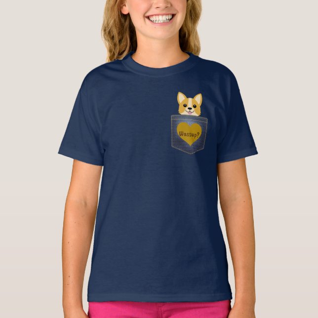 Lustiger Corgi-Hund in einem Tasche Wassup T-Shirt (Vorderseite)