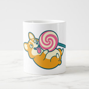 Lustiger Corgi-Hund mit riesigem Lutscher Jumbo-Tasse