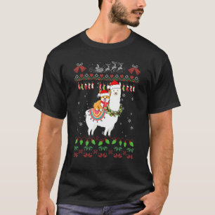 Lustiger Corgi-Hund reitet Llama Weihnachten Hässl T-Shirt