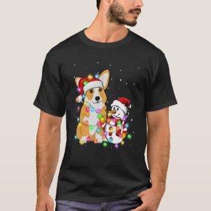Lustiger Corgi-Hund Weihnachts-T-Shirt Schneemann T-Shirt