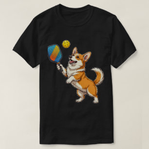Lustiger Corgi Pickleball Süßer Hund spielt Paddle T-Shirt