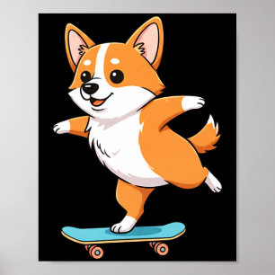 Lustiger Corgi Skater Skateboard Ballerina Mutter Poster