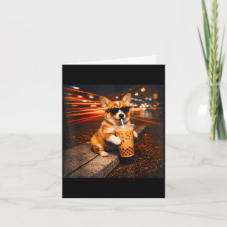 Lustiger Corgi trinkt Eiskaffee süßer Hund Meme Karte