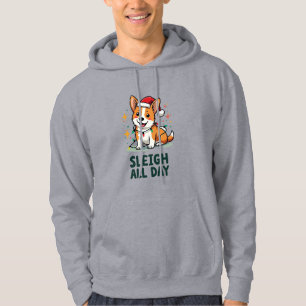 Lustiger Corgi-Weihnachtshoodie mit 'Sleigh All Da Hoodie