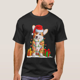 Lustiger Corgi Weihnachtsmann Xmas Lichter Corgmas T-Shirt