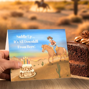 Lustiger Cowboy auf Pferdegeburtstag Karte