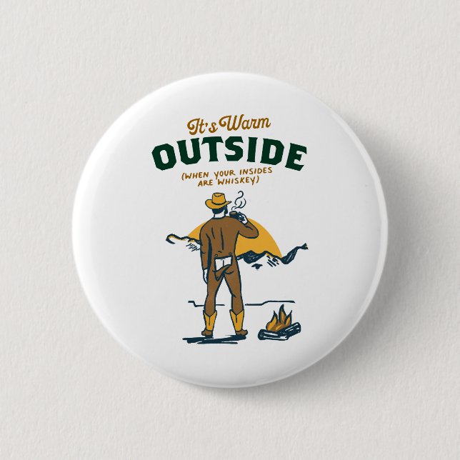 Lustiger Cowboy, der Whiskey trinkt Button (Vorderseite)
