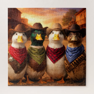 Lustiger Cowboy-Enten-Puzzle   Western-Enten-Kunst
