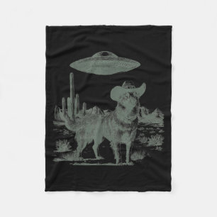 Lustiger Cowboy-Hund-Alien-UFO-Wüsten-Begegnung Fleecedecke