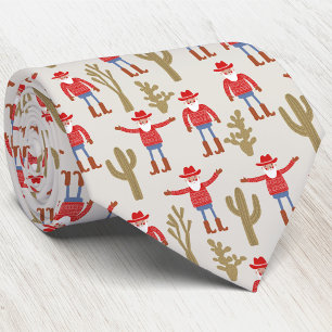 Lustiger Cowboy-Weihnachtsmann Western-Weihnachten Krawatte