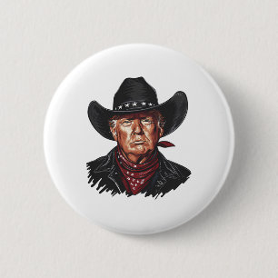Lustiger Cowboy Western Donald Trump Us-Flagge 202 Button