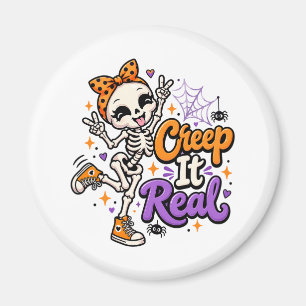 Lustiger Creep It Real Skelett Halloween Magnet