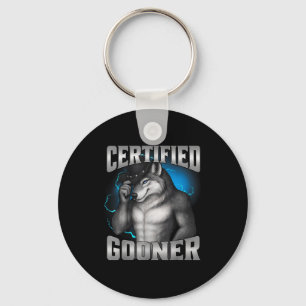 Lustiger Cringe Sigma Wolf Zertifizierter Gooner  Schlüsselanhänger