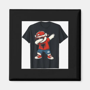 Lustiger Dabbing-Bär Albanienflagge Patriotischer Magnet