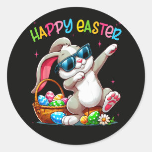 Lustiger Dabbing-Hase Ostern Frohe Ostern Runder Aufkleber