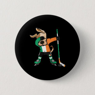Lustiger Dabbing-Hund Irland Eishockeyfans Jersey Button