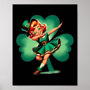Lustiger Dabbing Leprechaun Vintage St Patricks Da Poster