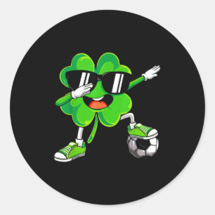 Lustiger Dabbing Shamrock Fußball St. Patrick Männ Runder Aufkleber