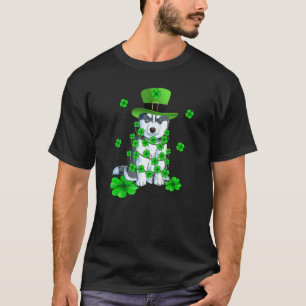 Lustiger Dabbing Siberian Husky St. Patrick's Day T-Shirt