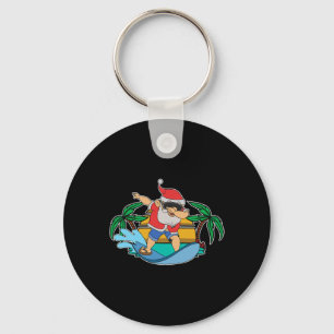 Lustiger Dabbing Weihnachtsmann surft Sommer Weihn Schlüsselanhänger