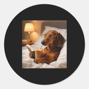 Lustiger Dachshund, der Eiskaffee trinkt, Liebhabe Runder Aufkleber