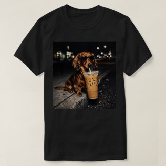 Lustiger Dachshund, der Eiskaffee trinkt – Süßer W T-Shirt