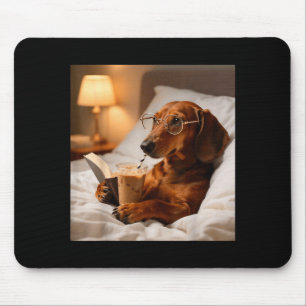 Lustiger Dachshund, der Kaffee-Eis-Liebhaber-Humor Mousepad