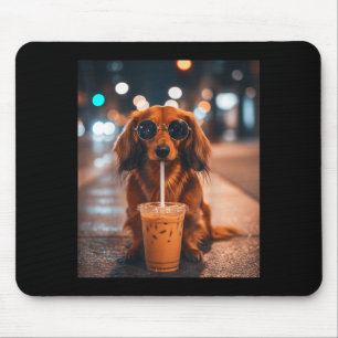 Lustiger Dachshund, der Kaffee trinkt, Liebhaber H Mousepad