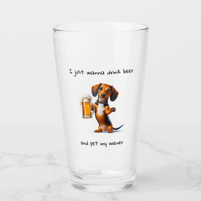 Lustiger Dachshund Glas (Vorderseite)
