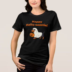 Lustiger Dachshund Halloween Happy Hallo-weenie Tri-Blend Shirt
