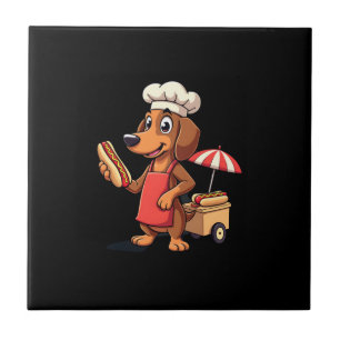 Lustiger Dachshund-Hund Weenie Wurst Hotdog Sandwi Fliese