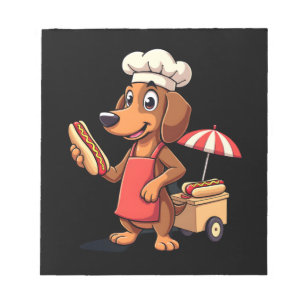 Lustiger Dachshund-Hund Weenie Wurst Hotdog Sandwi Notizblock