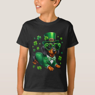 Lustiger Dachshund Kleeblatt St. Patrick's Day iri T-Shirt