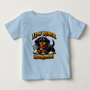 Lustiger Dachshund Low Rider High Attitüde Baby T-shirt