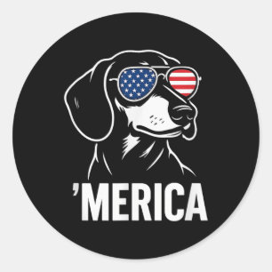 Lustiger Dachshund Merica Hund Amerikanische Flagg Runder Aufkleber