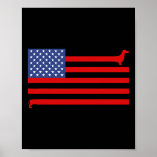 Lustiger Dachshund USA-Flagge 4. Juli Patriotische Poster