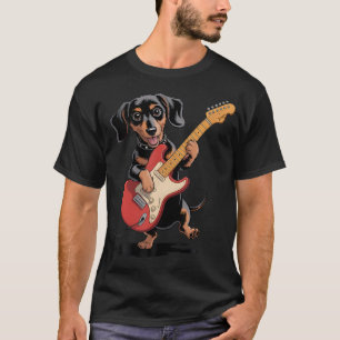 Lustiger Dachshund Weenie spielt Gitarre Cooler Hu T-Shirt
