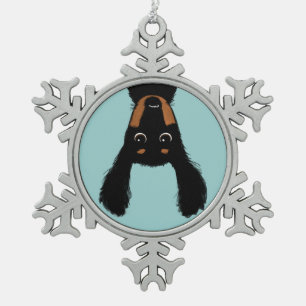 Lustiger Dachshund Weihnachten Humorvoller Hund Fe Schneeflocken Zinn-Ornament
