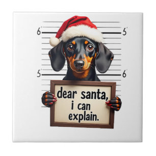 Lustiger Dachshund Weihnachten Lieber Santa Ich Ka Fliese