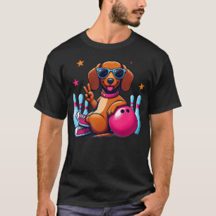 Lustiger Dackel Bowling Lustiger Hund Spielt T-Shirt