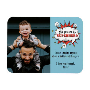 Lustiger Dad Superheld Cartoon Sprechblase Magnet