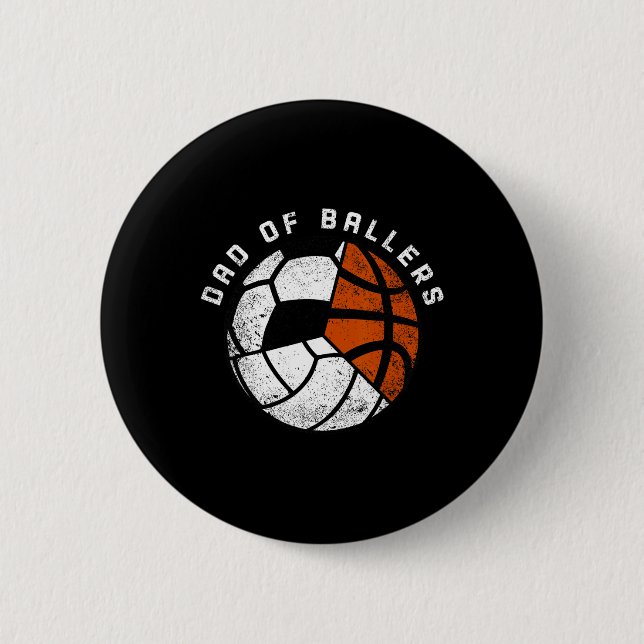 Lustiger Dad von Llers Volleyll Fußball Sketll Pap Button (Vorderseite)