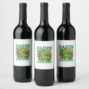 Lustiger Daddysaurus T-Rex Dinosaur Geschenk für Weinetikett