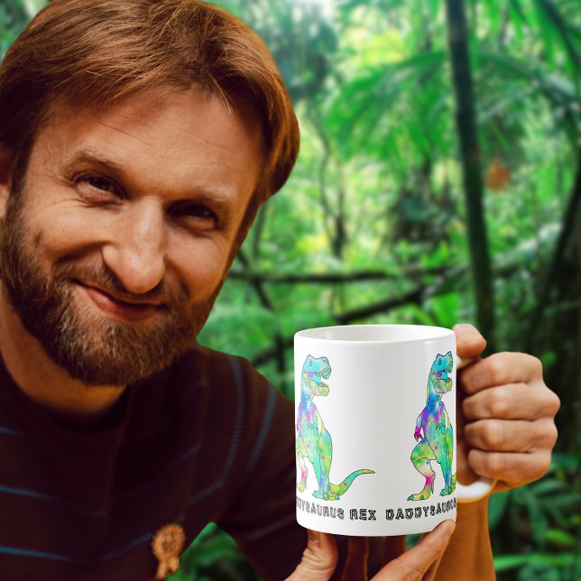 Lustiger Daddysaurus T-Rex Kaffeetasse (Daddysaurus rex funny colorful dinosaur dad coffee mug Father’s Day gift)