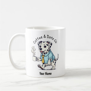 Lustiger Dalmatiner-Hund im Geschäftsanzug Kaffee Kaffeetasse
