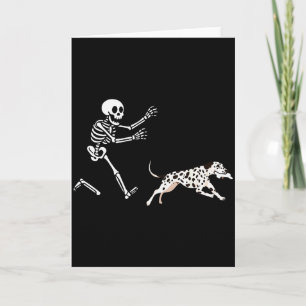 Lustiger Dalmatiner Laufendes Skelett Halloween  Karte